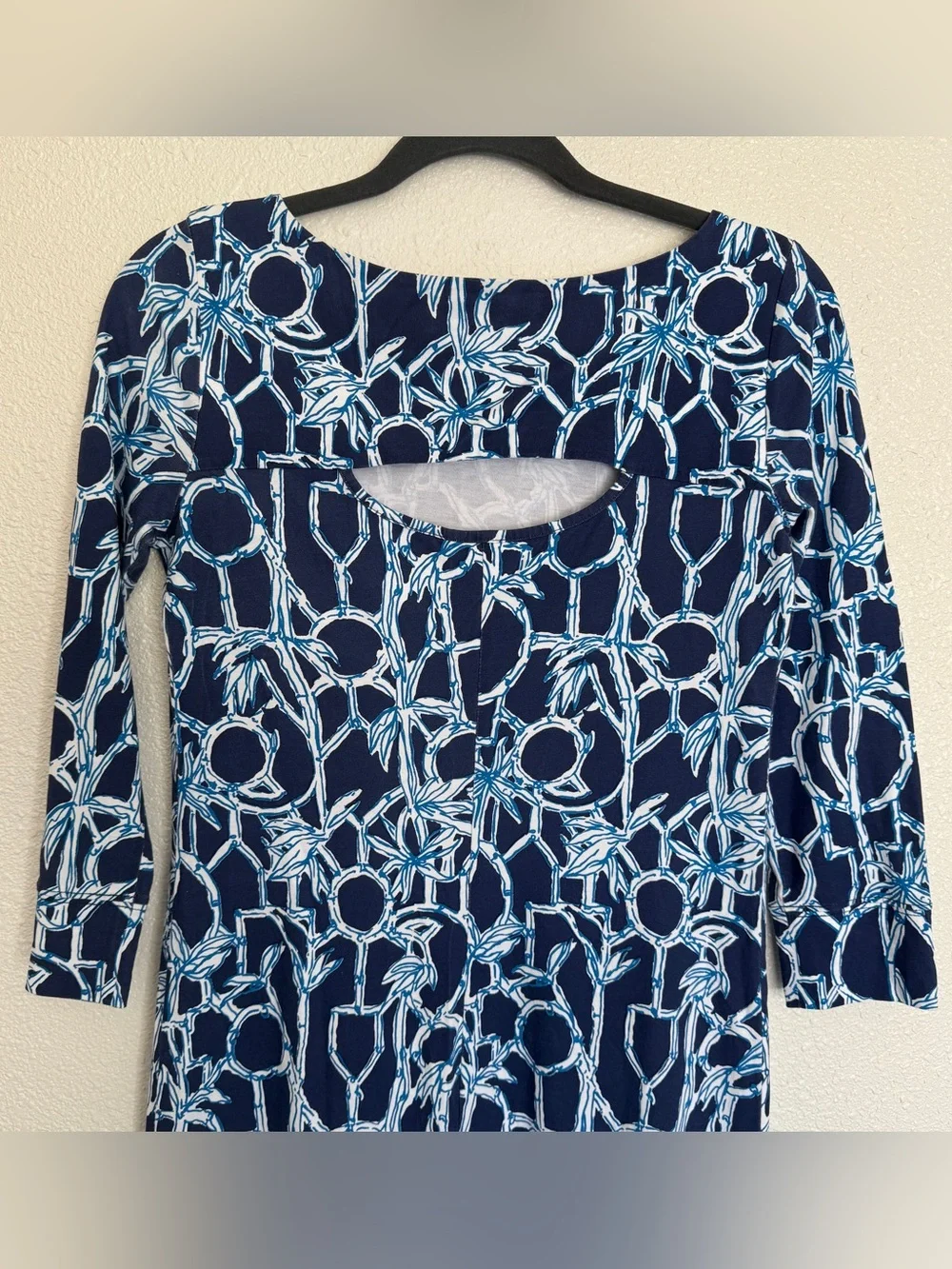 Lilly Pulitzer Size XS Pima Cotton Hollee Dress High Tide Navy‎ Lucky Bamboo